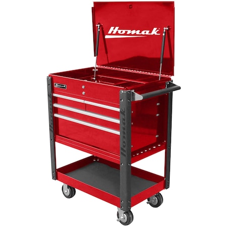 Homak 35in Professional 4  Drawer Service Cart  - RED RD06032000